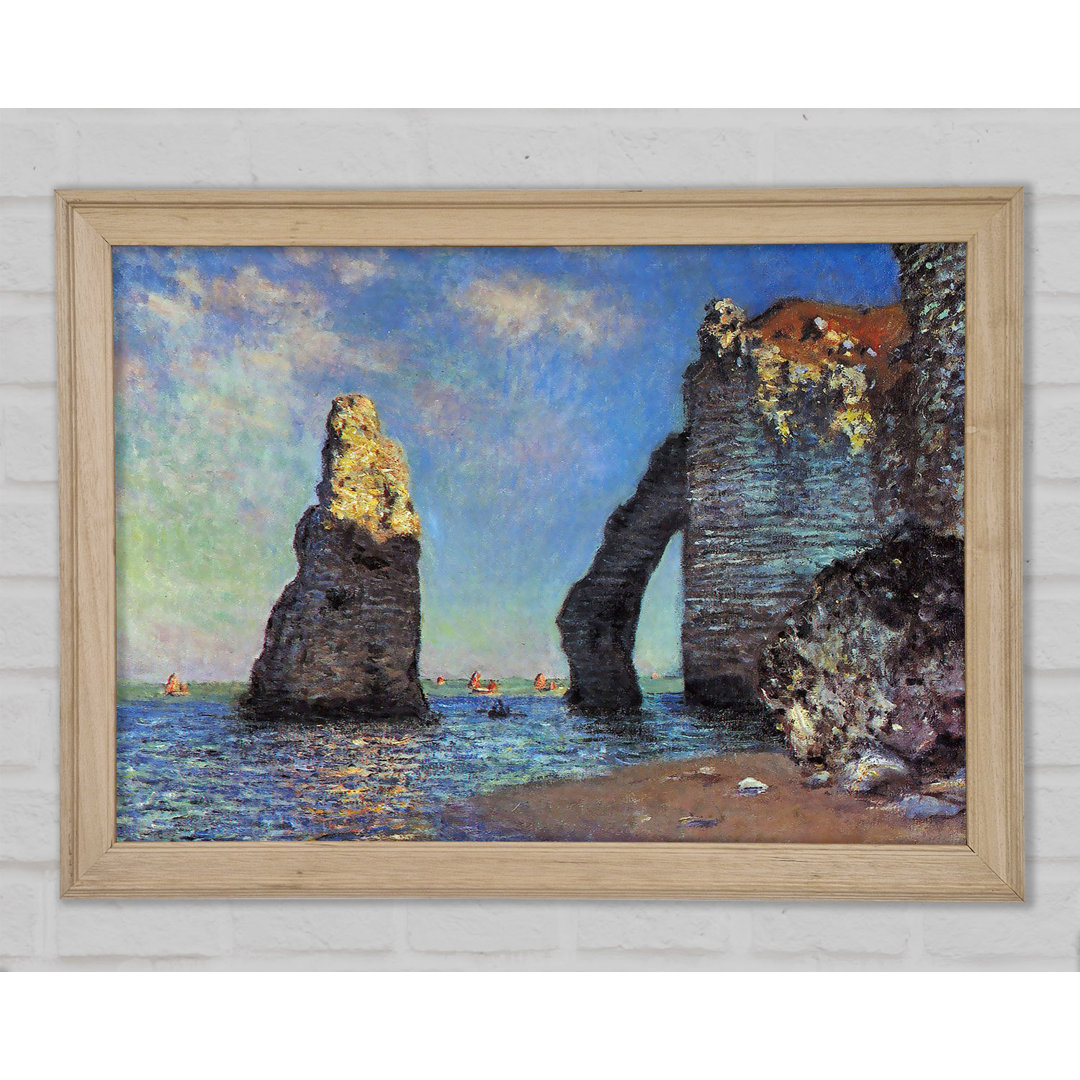 Monet Die felsigen Klippen von Etretat Gerahmter Druck