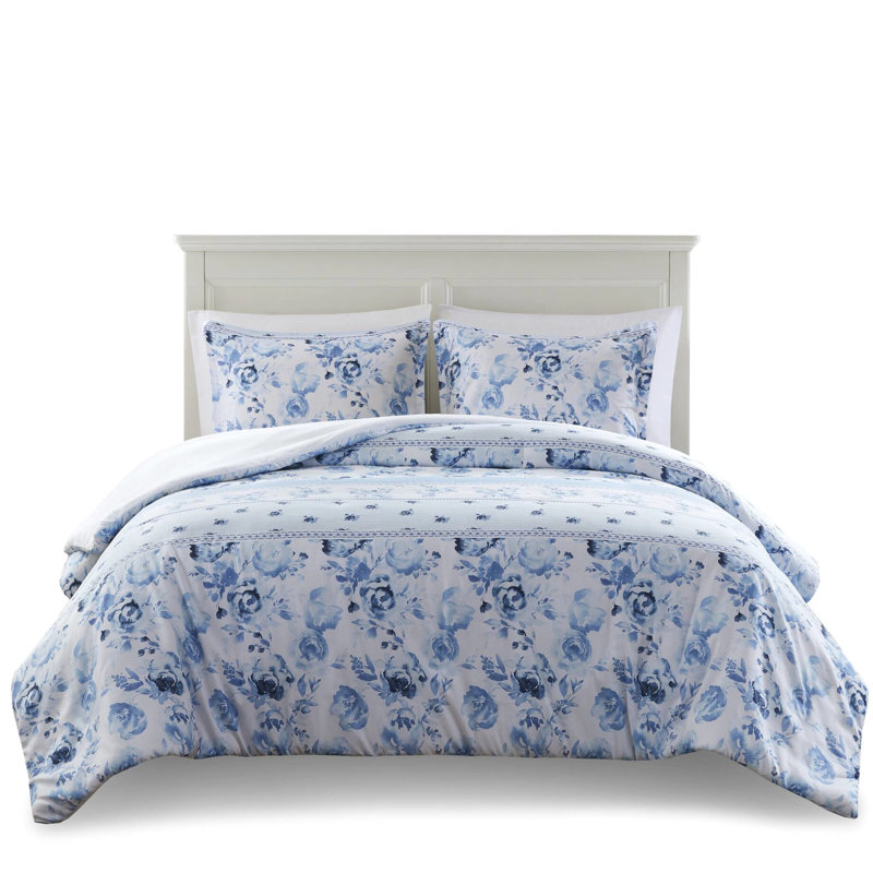 Literie à rayures florales pour lit simple / simple TG, microfibre, attaches intérieures, housse de couette lavable en microfibre pour TG