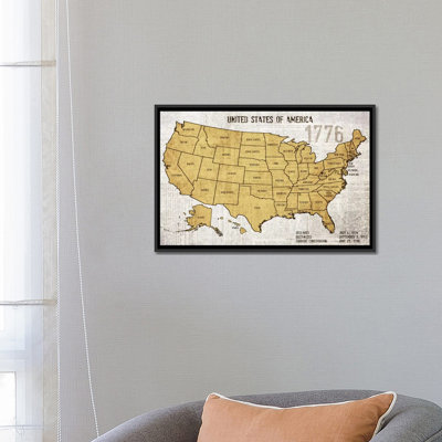 Carte des États-Unis, impression sur toile tendue