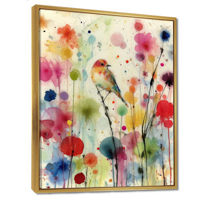 «Watercolor Poppy Gardens - Poppy Large Wall Art», reproduction d'art sur toile encadrée florale rouge