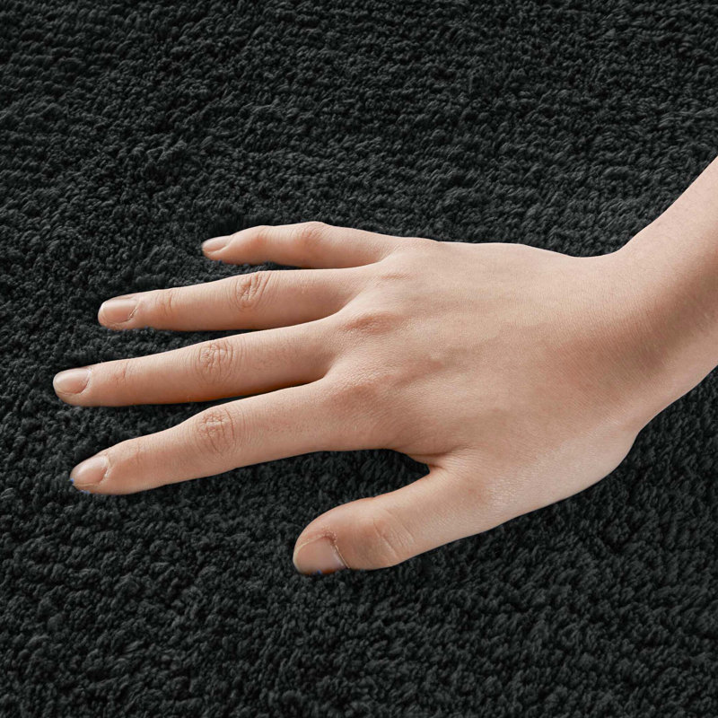 1 PCS 24x72" 100% Cotton Tufted 3000 GSM Reversible Bath Rug, 60" L x 24" W, Black