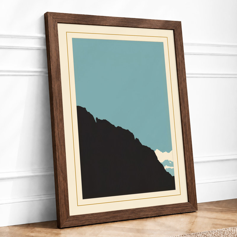 Mountain Horizon Minimalist - Print, A2 - 59.4 x 42.0 cm, Walnut