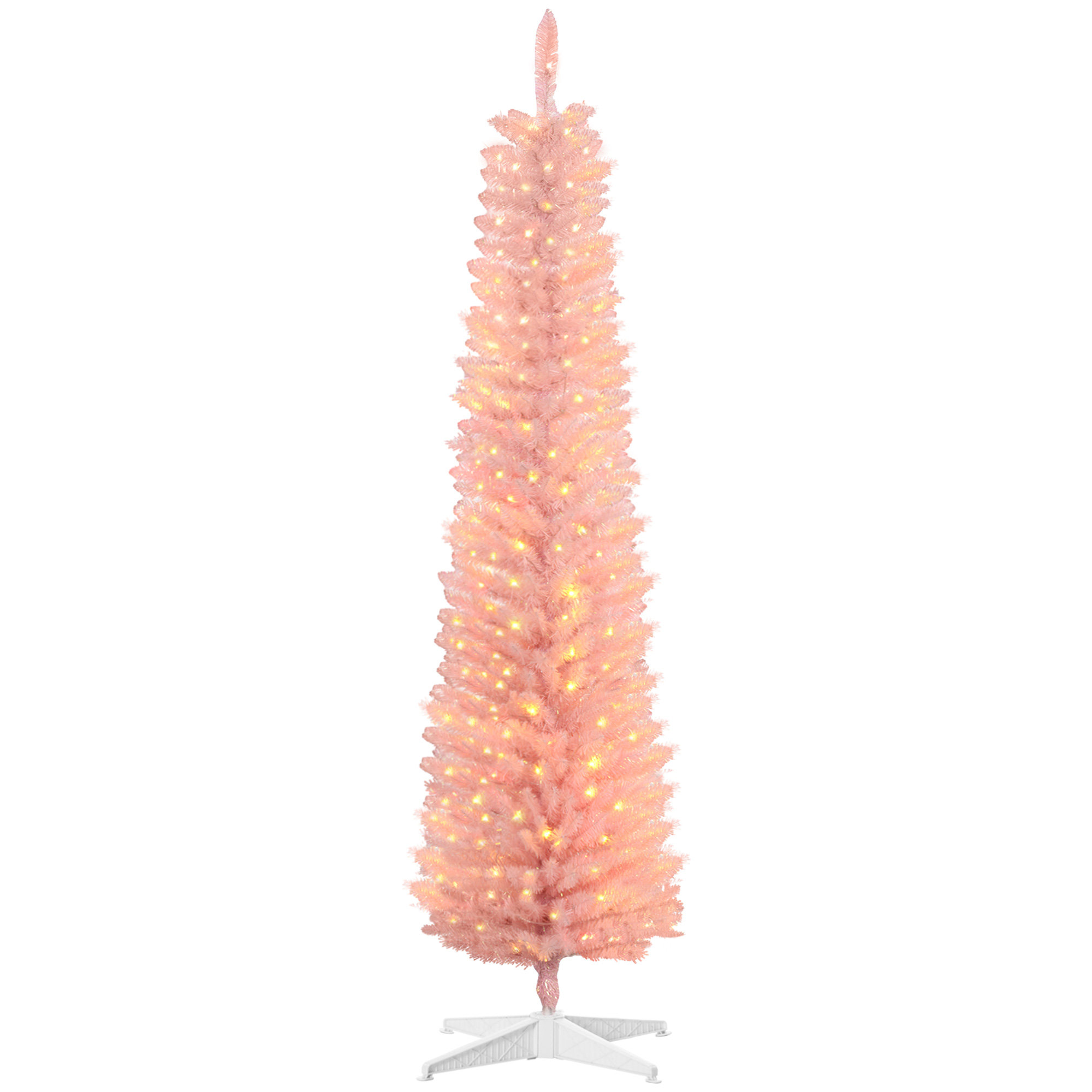 NFusion Neron 6ft Pre-Lit Pencil Artificial Christmas Tree with ...