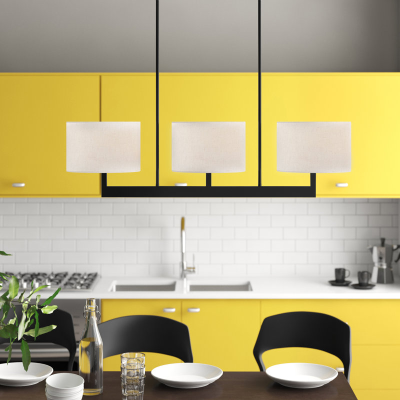 Luminaire suspendu linéaire à 3 lumières pour îlot de cuisine Matiana, Bronze