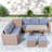 6-piece All Weather Pe Rattan Sofa Set With Adjustable Seat, Storage Box, Removable Covers And Tempered Glass Top Table