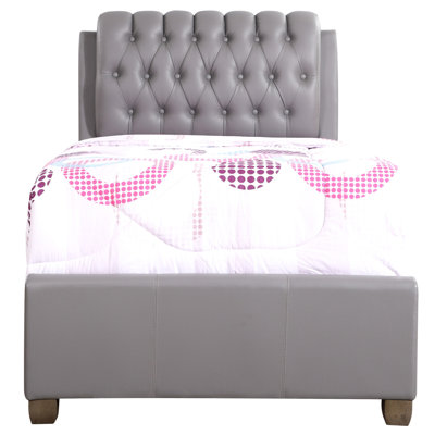 Grey Contemporary Twin Bed - 48"h X 41"w Compact Resilient Build For Longevity Easy Assembly Enabled Design Element Effortless