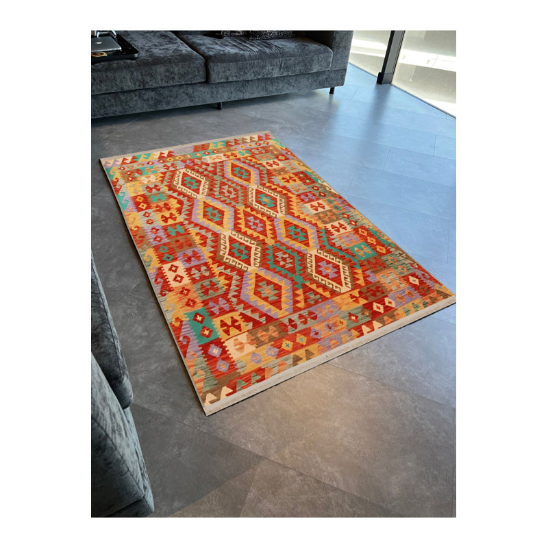 Tapis orange lavable à motif traditionnel multicolore à motif orange, Tapis de couloir 3 pi 3 po x 9 pi 10 po
