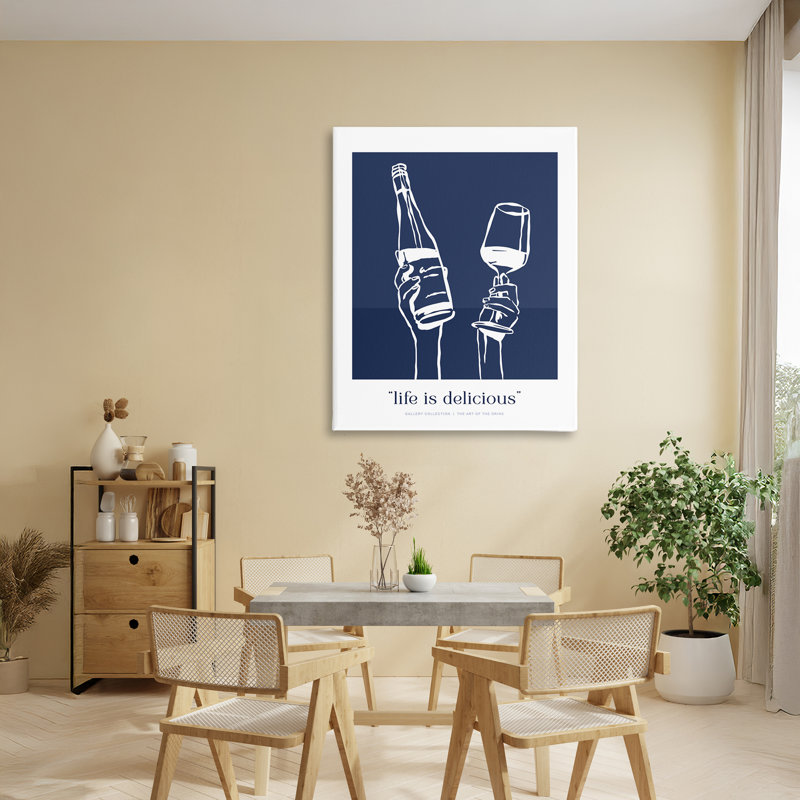 Bleu marine, la vie est une toile délicieuse, design par lettré et doublé, H 40 po x l 30 po