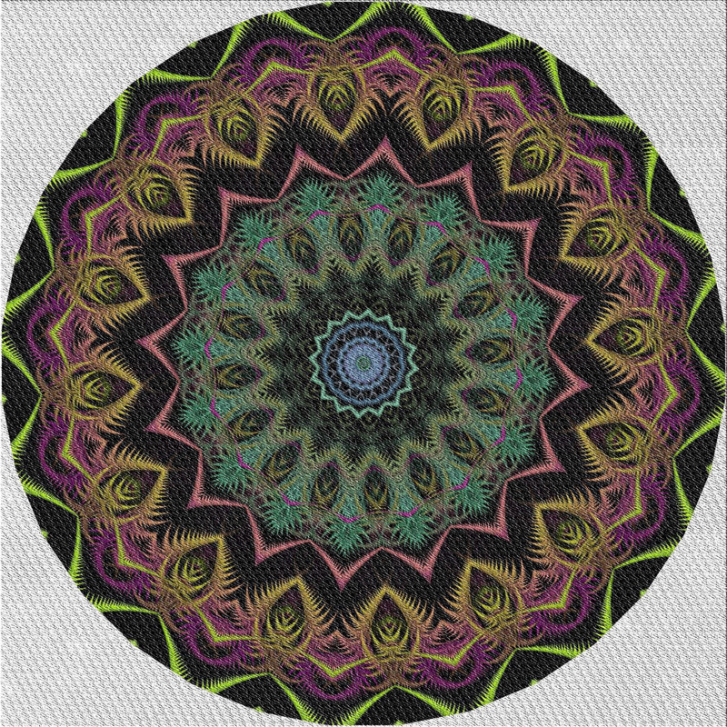 Tapis noir/vert/bleu, Carré 6 pi