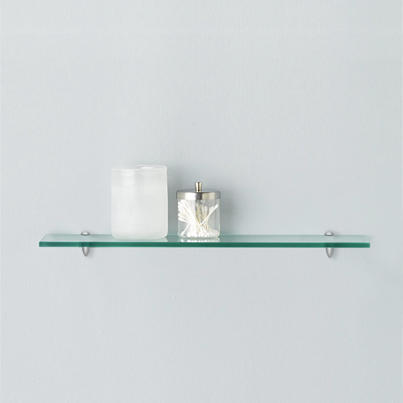 Chic Gray 24" Floating Glass Wall Shelf with Chrome Finish