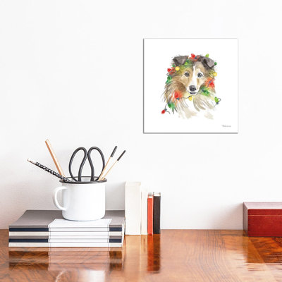 Holiday Paws IX On White by Beth Grove - Wrapped Canvas Print