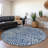 Evalora Blue Washable Indoor-Outdoor Rug - -190982527