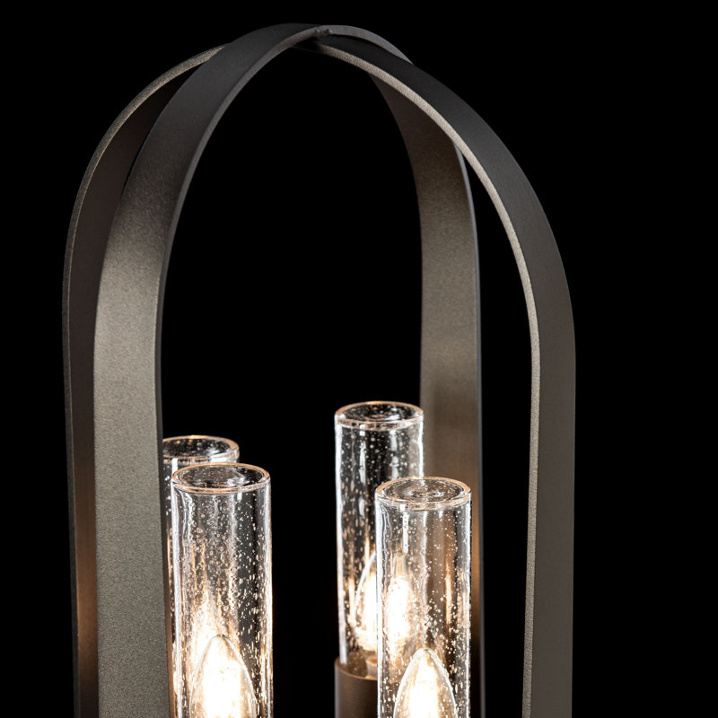 Tête de lanterne câblée à 4 lumières H 21,5 po Triomphe, Transparent avec grains, Bronze huilé