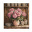 Hortensias dans la cuisine de la ferme dans un vase en poterie III - hortensia, décoration murale sur bois de pin naturel-572939601