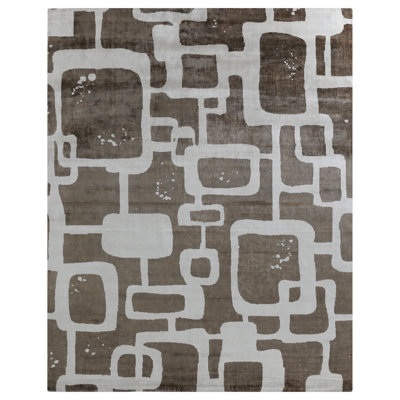 Koda Geometric Handmade Synthetic Brown/Silver Area Rug