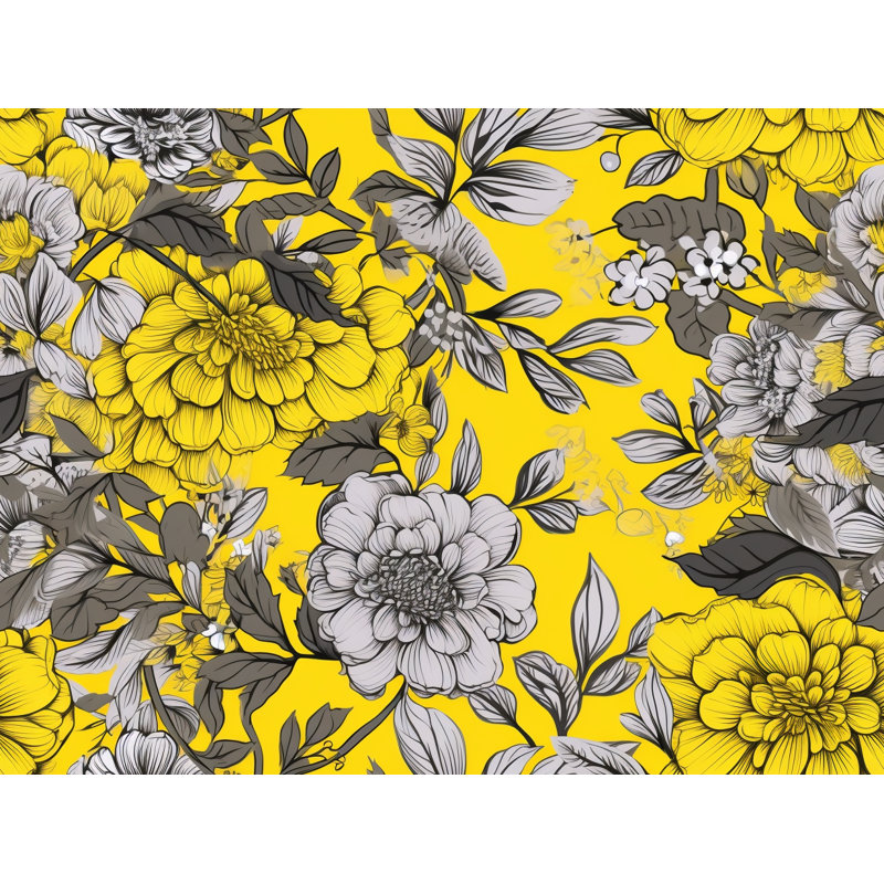 Machine Printed Comforter, King Comforter, Silver/Yellow
