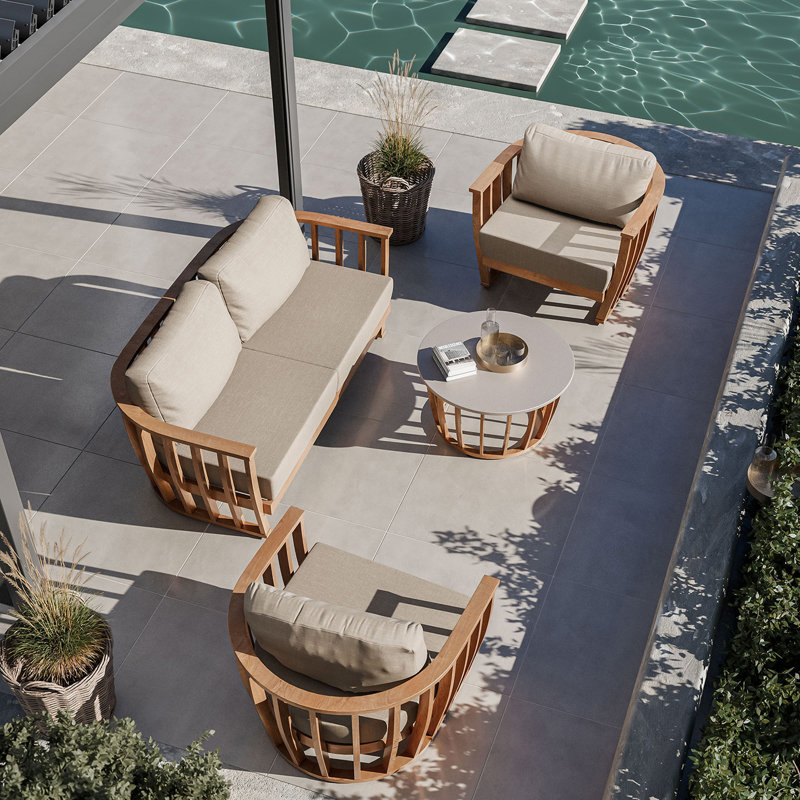Teimur LUCCA 4-Seater Teak Aluminium Lounging Set with Coffee Table