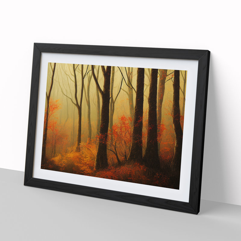 Uplifting Autumn Forest - Framed Print, 25cm H x 34cm W x 2cm D, Black
