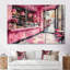 Ensemble de décoration murale rose pâtisserie paradisiaque accentuée de noir-107194323-107194328