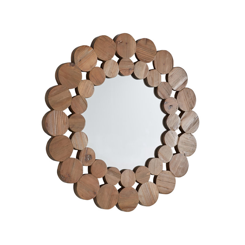 Alikee Solid Wood Flat Wall Mirror, 39.4" x 39.4", Natural