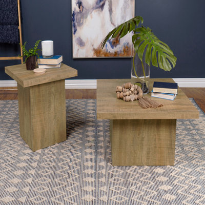 2-Piece Square Coffee And End Table Set, Mango