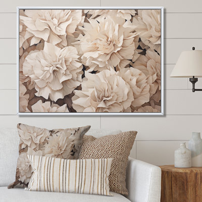 Arrangement d'œillets beige III sur toile