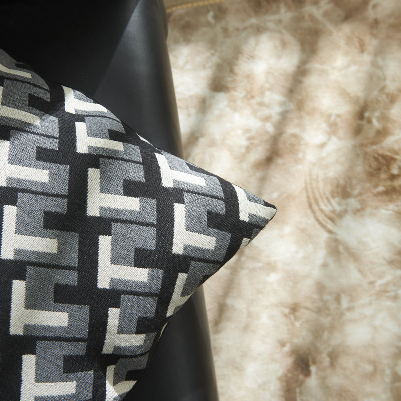 Black Geometric Modern Pillow Cover, Gray/Black