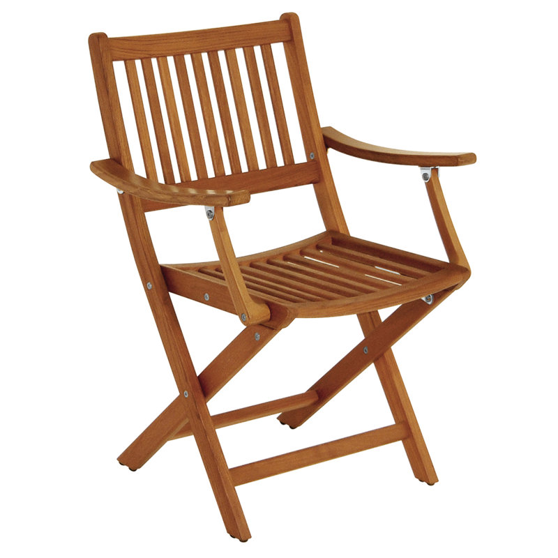 Eaglet Teak Wood Premium All-Weather Wicker Outdoor Folding Dining Armchair