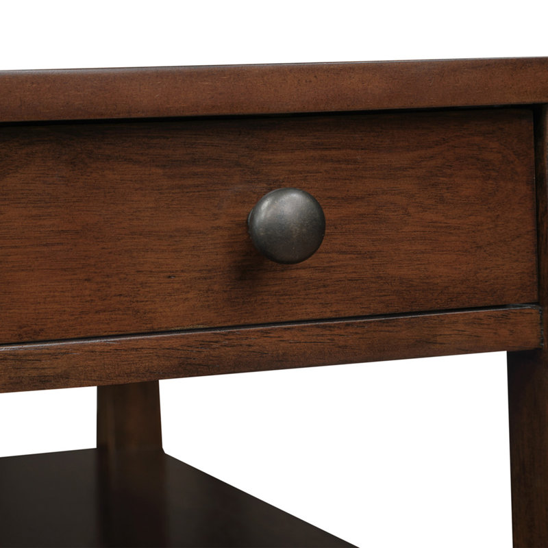 Carbin 24'' Tall End Table with 1 Drawer and Built in Outlets, Espresso