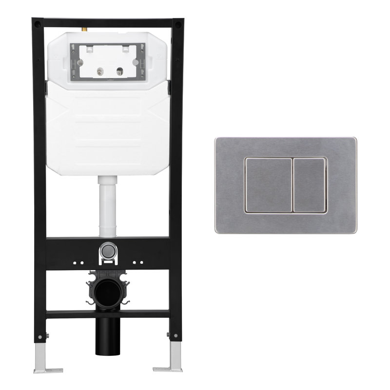 Vermont Concealed In-Wall Toilet Tank Carrier System 0.8/1.6 GPF Dual Flush with Flush Plate for 2x6 Studs