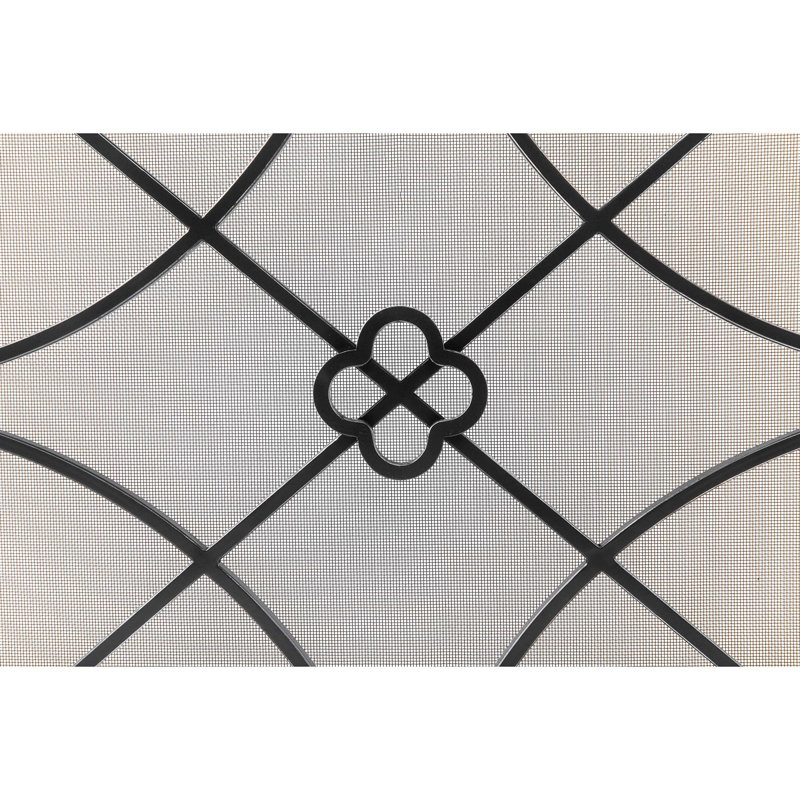 Boxwoods Bifold Iron Fireplace Screen, Flat Black