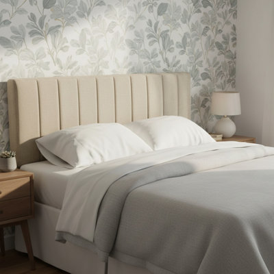 Upholstered Headboard with 3D Soundproof Wall Panels Peel