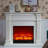 Beige Solid + Manufactured Wood Electric Fireplace-1369809394