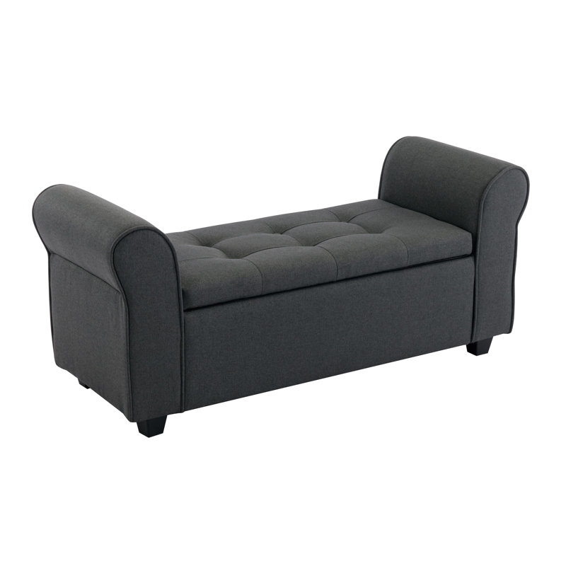 Axelrad Fabric Upholstered Storage Bench, Dark Grey