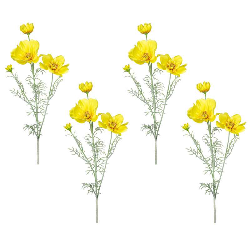 Faux fleurs artificielles en soie Audet, ensemble de 4 po, Jaune, H 30,7 po x l 9,8 po x P 9,8 po