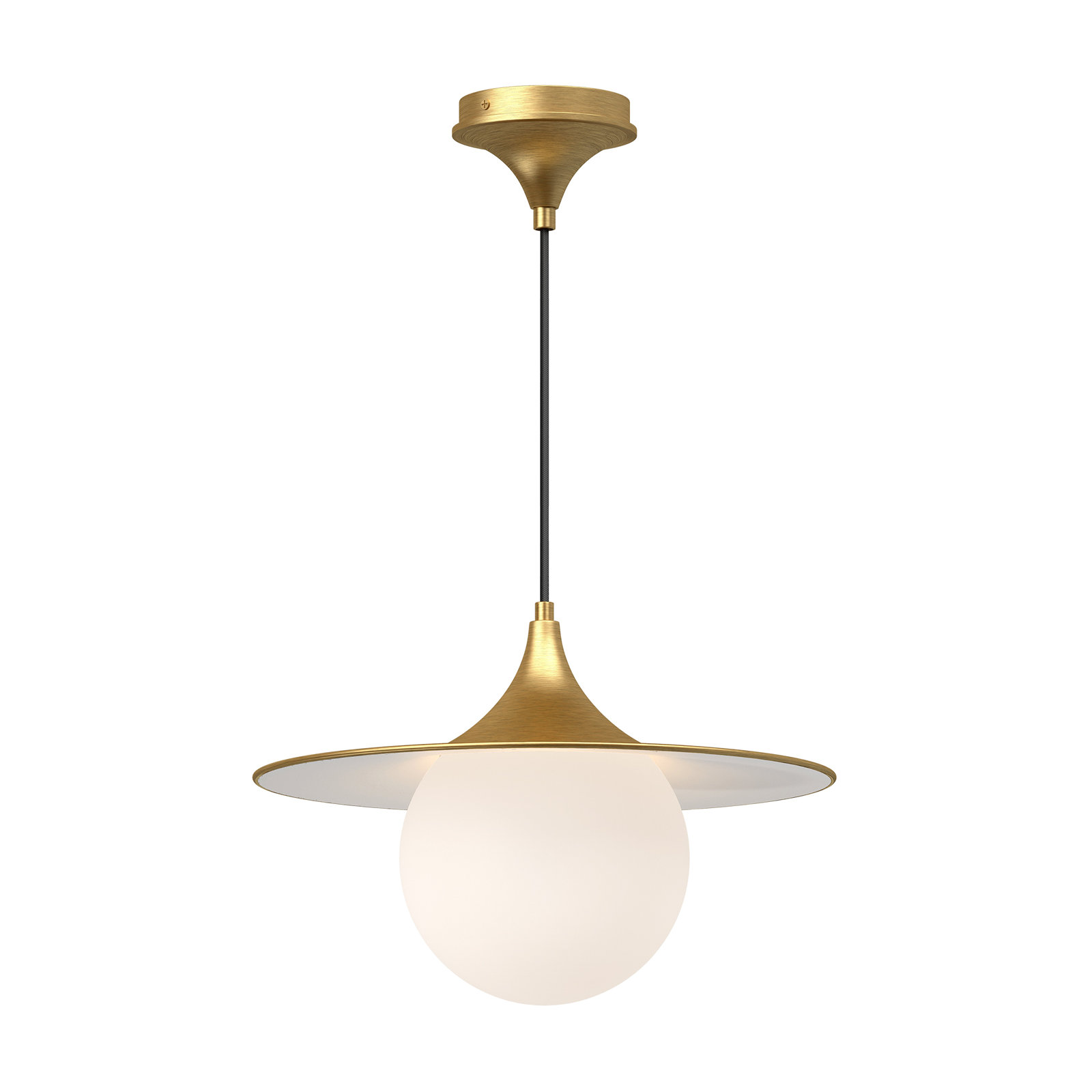 Hermit Single Light Glass Pendant, Brushed Gold/Opal Matte Glass, 86.13" H x 15.75" W x 15.75" D