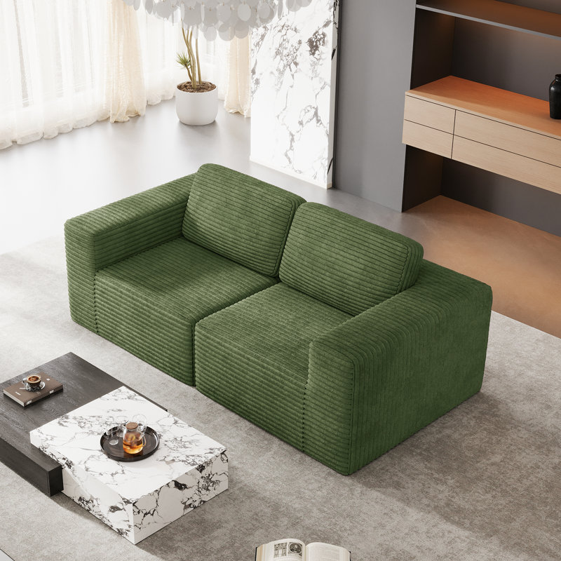 2 Seater Corduroy Sofa, Green