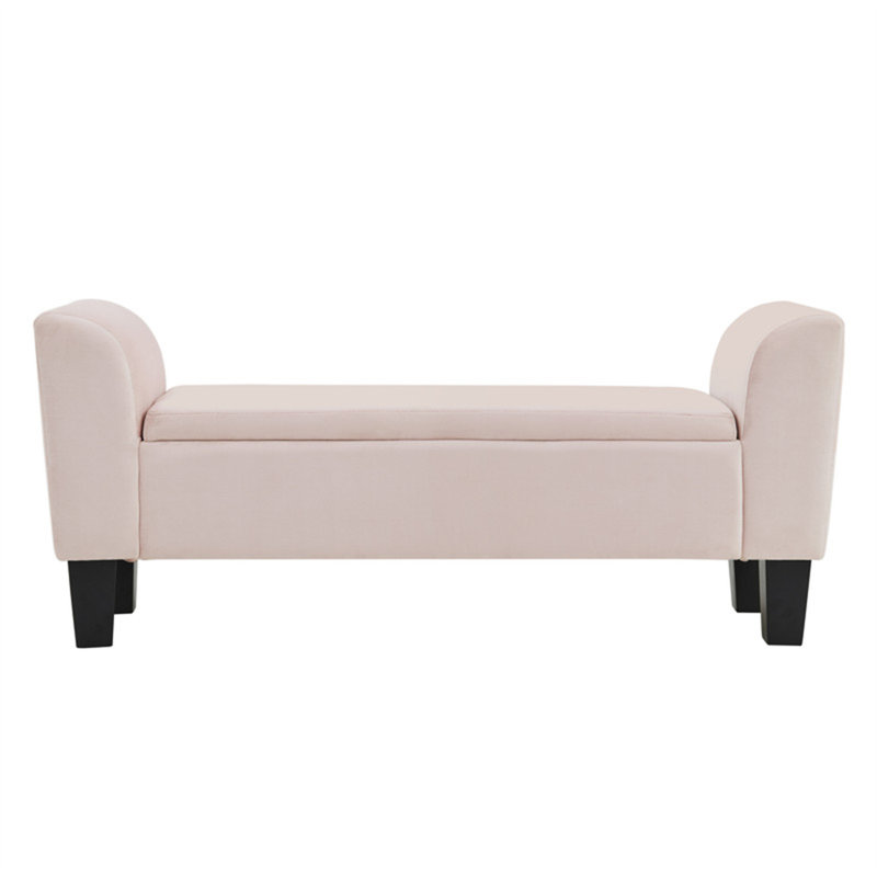 Banc avec repose-pieds en velours rose Mila