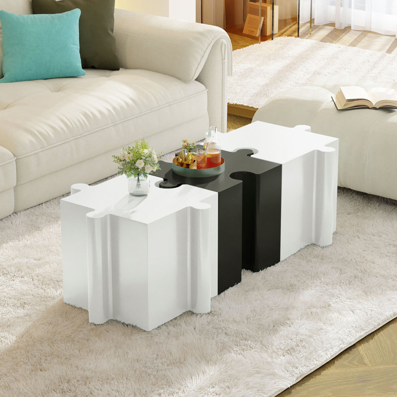 Ensemble de 3 tables de casse-tête artistiques, tables d'appoint modulaires MGO avec emboîtement (2 convexes et 1 concave), capacité de 200 lb pour l'intérieur et l'extérieur