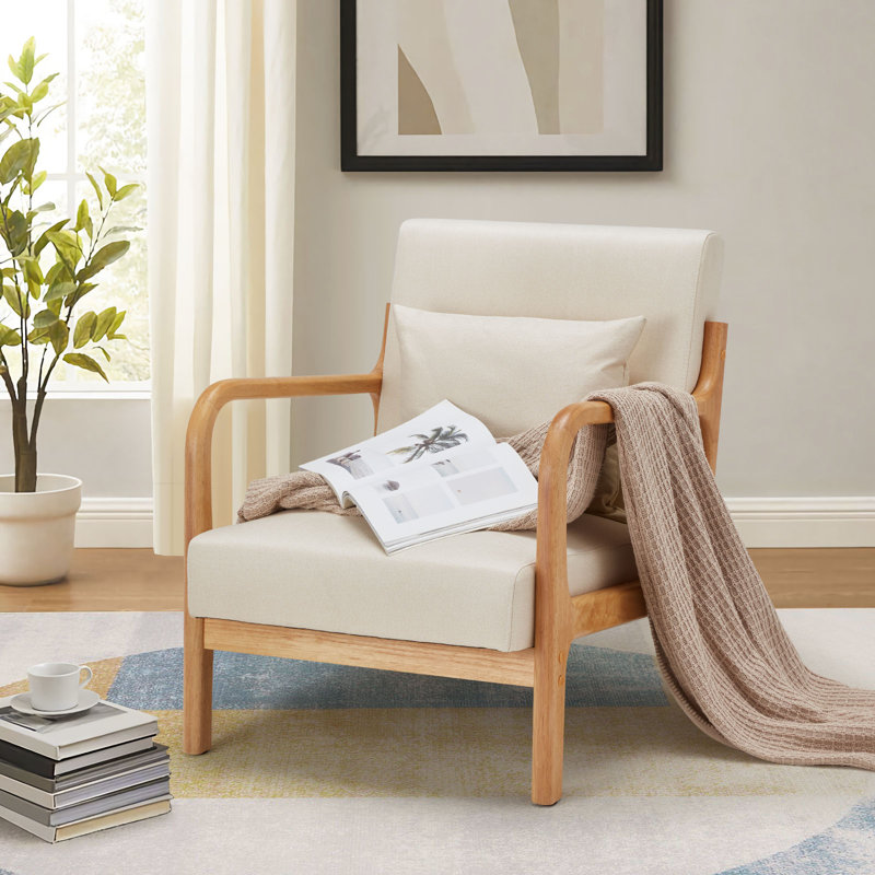 Upholstered Armchair, Cream Linen