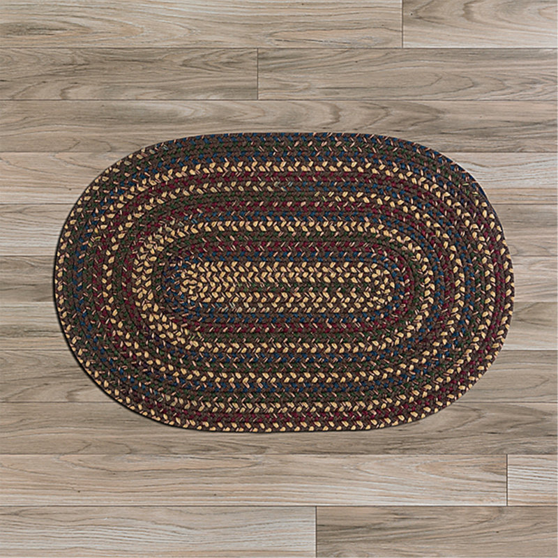 Tapis réversible en mélange de laine Aleaya - bourgogne / vert / bleu, Ovale 9 pi x 12 pi