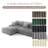 4 - Piece Upholstered Light Gray Faux Rabbit Fur Flannel Modular Sectional Sofa with Throw Pillows & Removable Ottomans-2062713295
