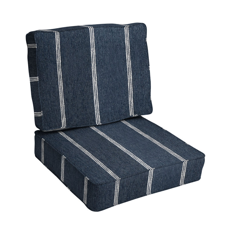 Lengthen Sunbrella Outdoor Lounge Chair Seat / Back Cushion, Blue, 25" W x 25" D