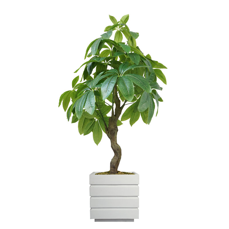 Pot à fleurs en faux grain Panama 48 po Panama, Blanc