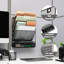Organiseur de dossiers vertical à 4 niveaux Mind Reader, fixation murale ou utilisation sur bureau, trieur de documents en maille métallique avec tiroir, bureau-135545767