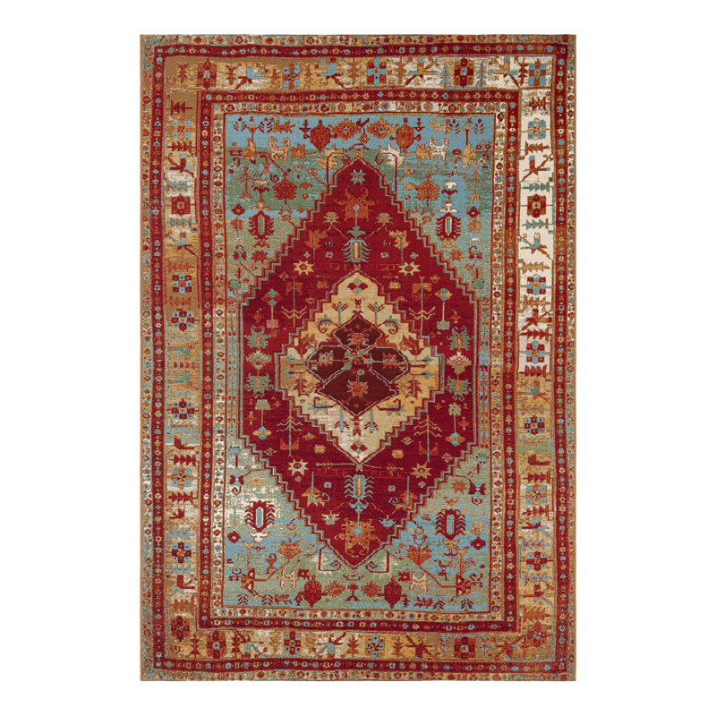Outdoor Traditional Area Rug, Rectangle 6'1" x 9'
