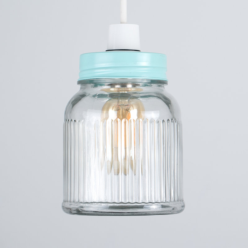 16cm H Glass Novelty Pendant Shade ( Screw On ), Duck Egg Blue