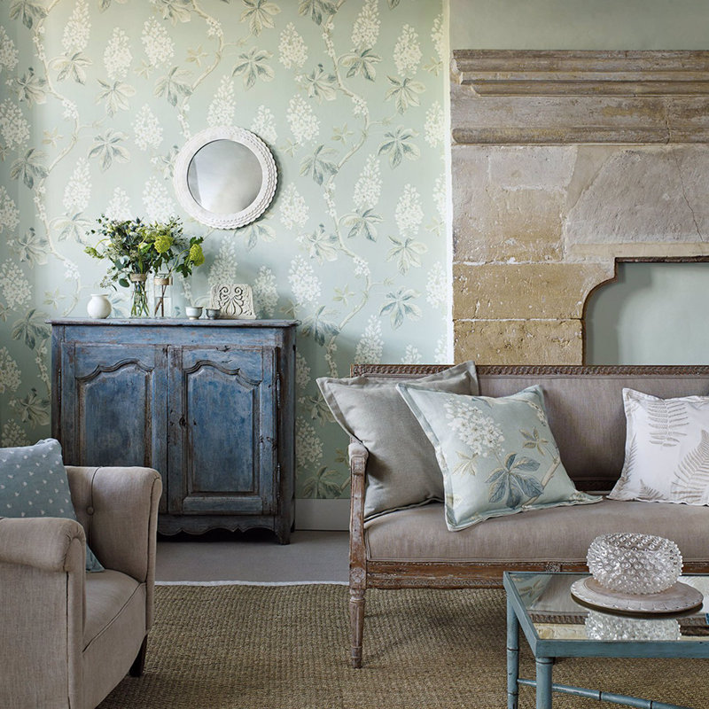 Chestnut Tree Wallpaper, Gray Blue/Sage