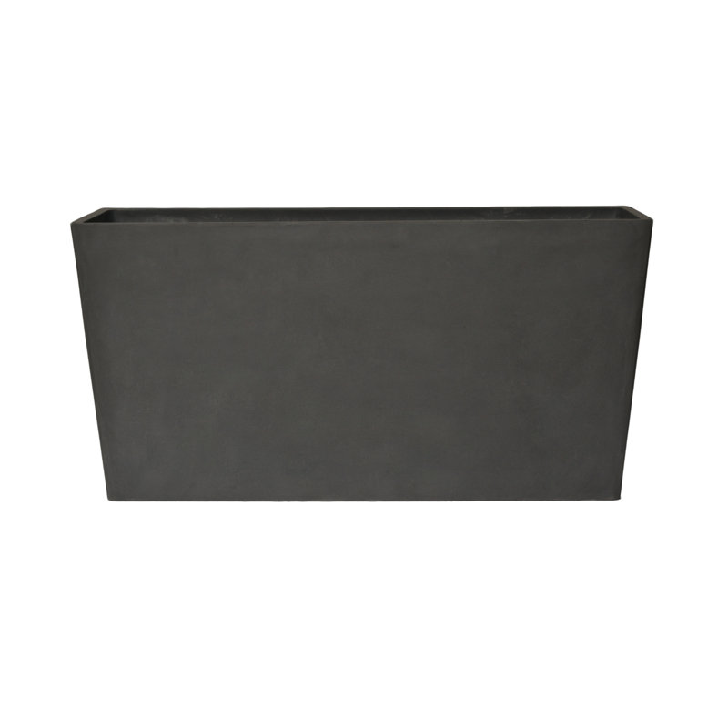 Isla Trough Planter Pot, Concrete Effect Pot, Indoor and Outdoor Large Plant Pot with Drainage Hole, 40cm H x 25cm W x 79cm D