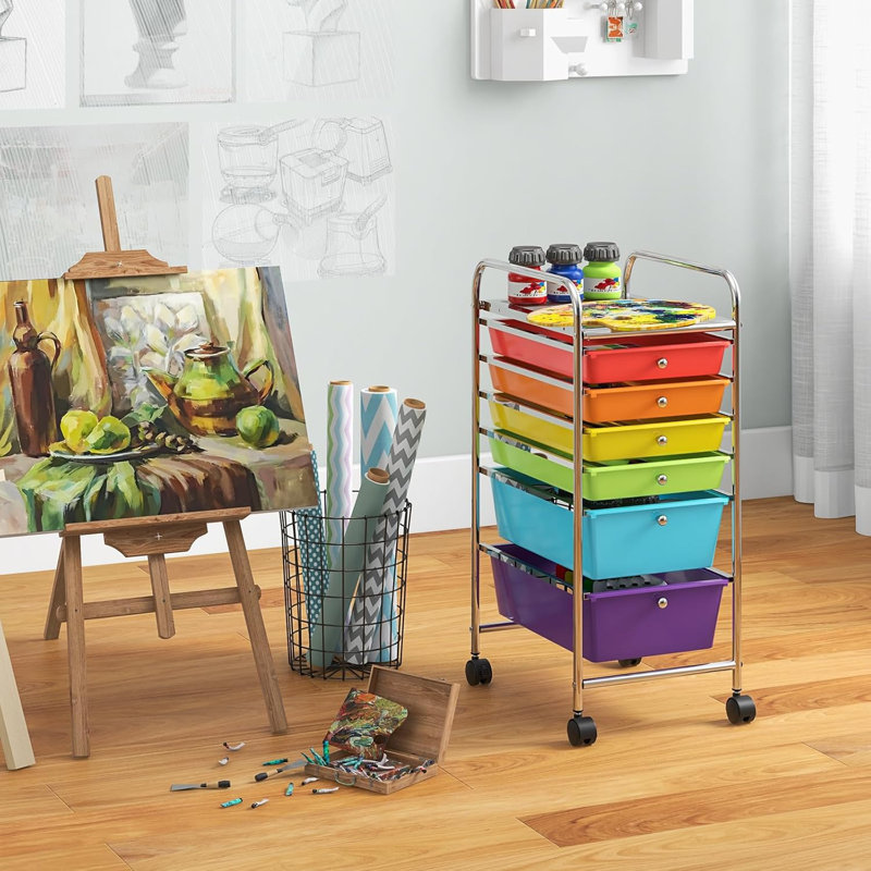 Truex 6 Drawer Storage Drawer with Locking Wheels